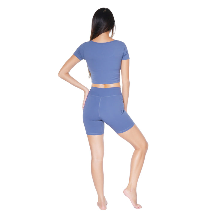 Huit Bien-etre v-shaped color block biking shorts, yoga shorts, Huit.com