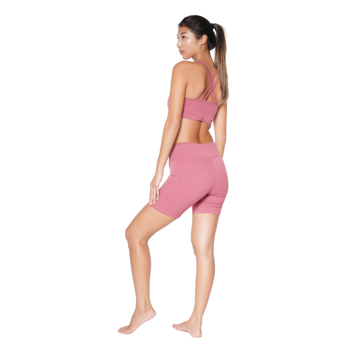 Huit Bien-etre v-shaped color block biking shorts, yoga shorts, Huit.com
