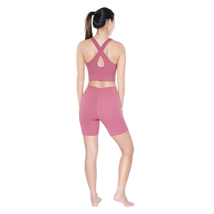 Huit Bien-etre v-shaped color block biking shorts, yoga shorts, Huit.com