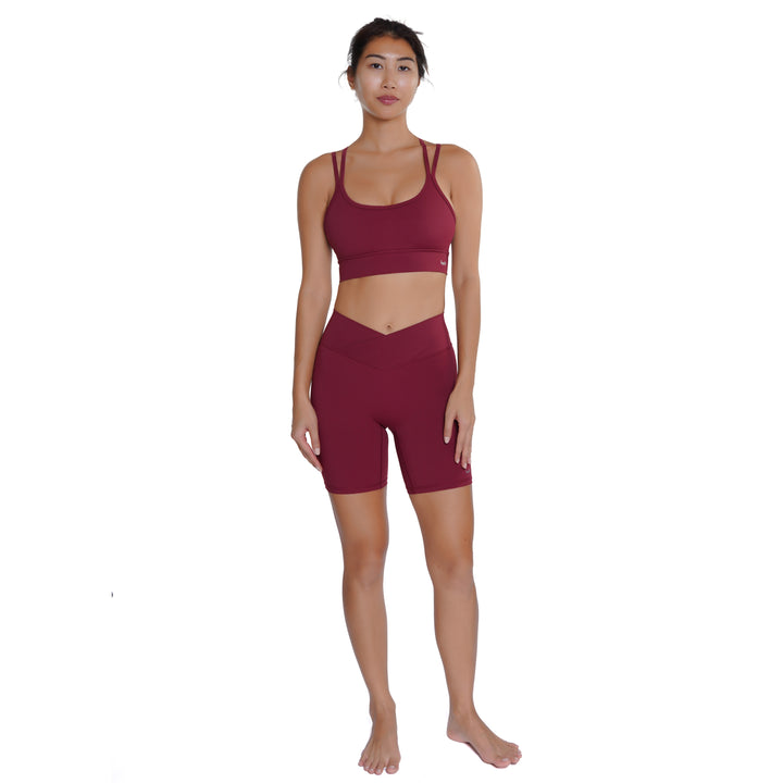 Huit Bien-etre v-shaped color block biking shorts, yoga shorts, Huit.com
