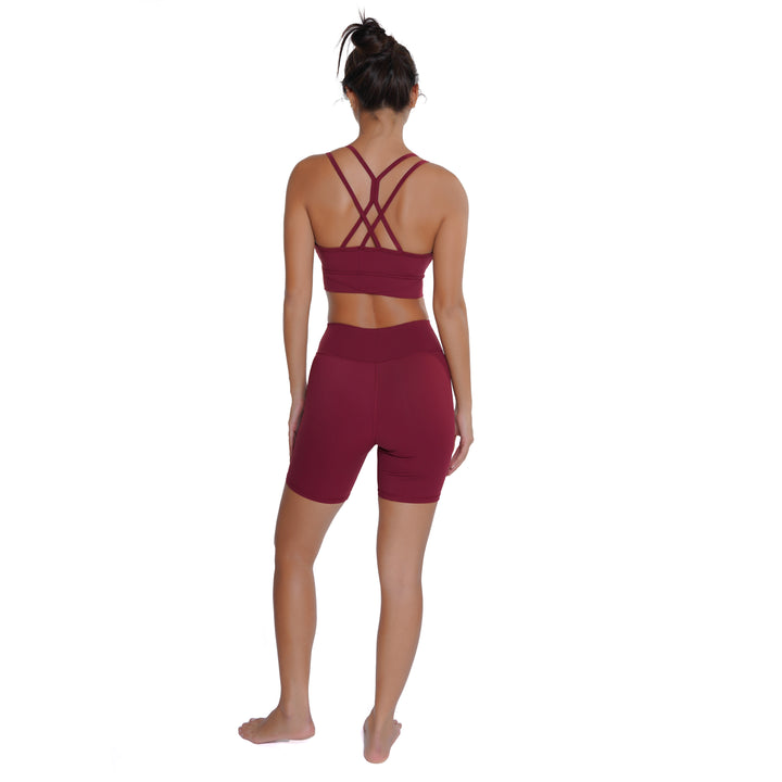 Huit Bien-etre v-shaped color block biking shorts, yoga shorts, Huit.com