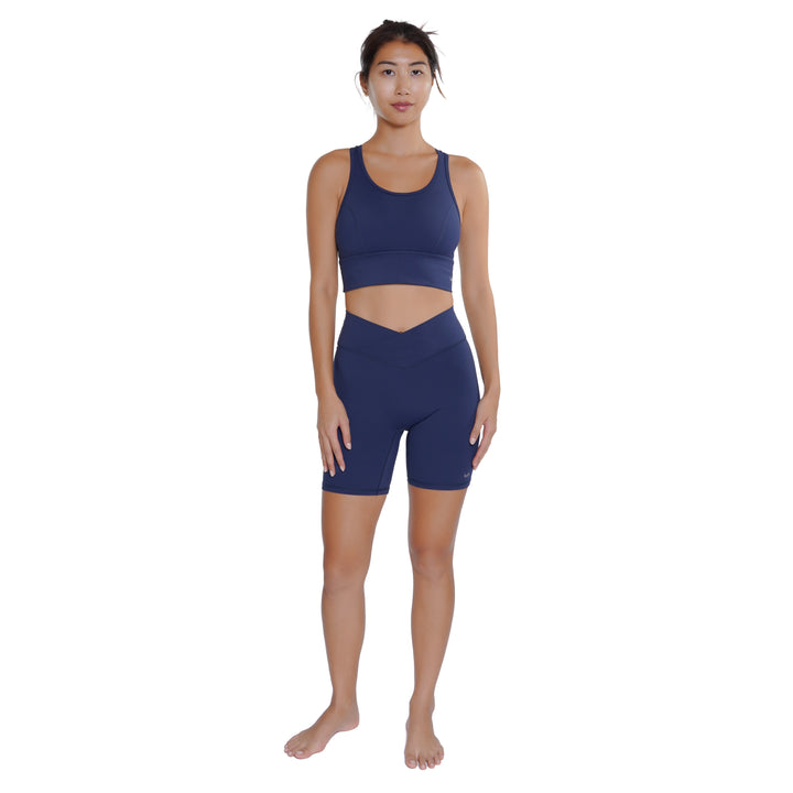 Huit Bien-etre v-shaped color block biking shorts, yoga shorts, Huit.com