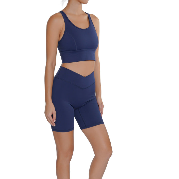 Huit Bien-etre v-shaped color block biking shorts, yoga shorts, Huit.com