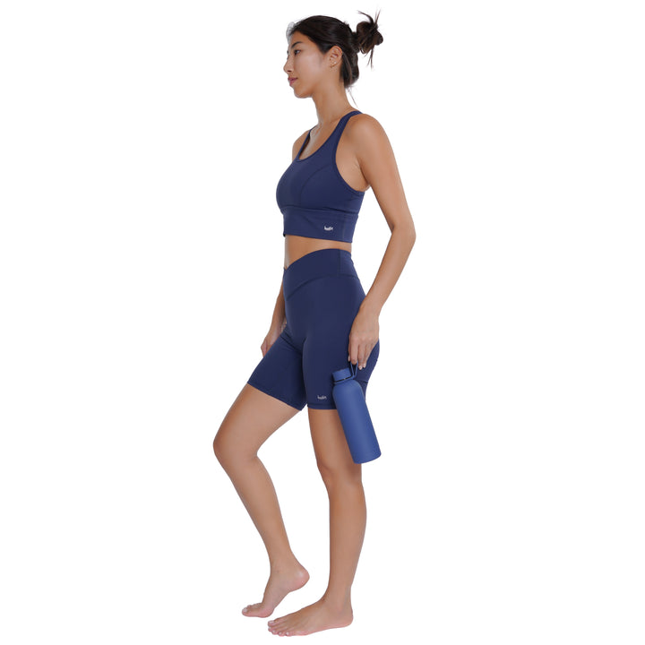 Huit Bien-etre v-shaped color block biking shorts, yoga shorts, Huit.com
