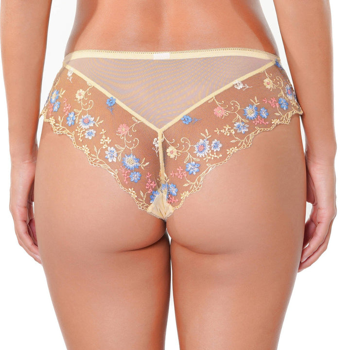 Floral embroidered lingerie on a white background