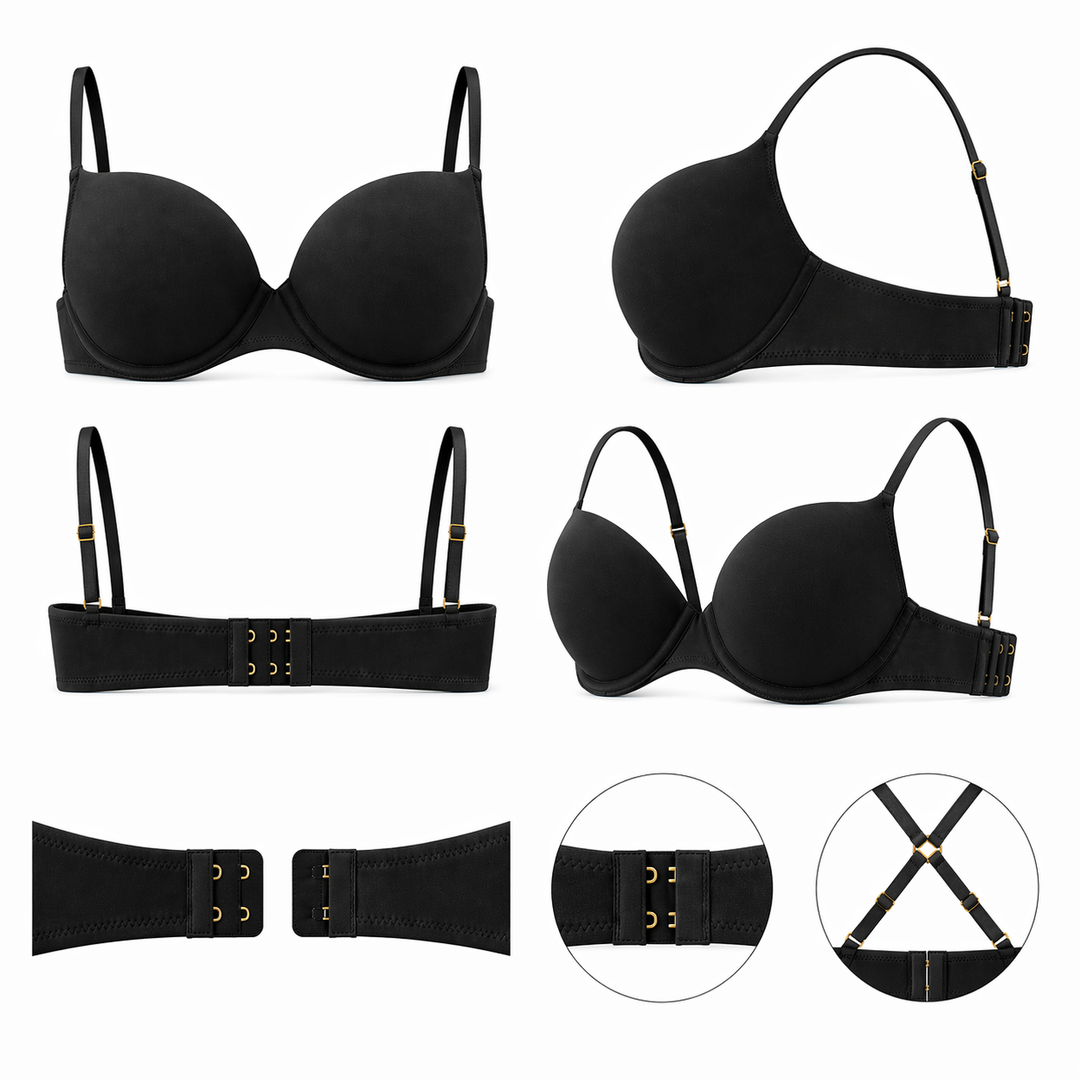 ☁️ B23-Lightweight Microfiber Spacer Bra - Black