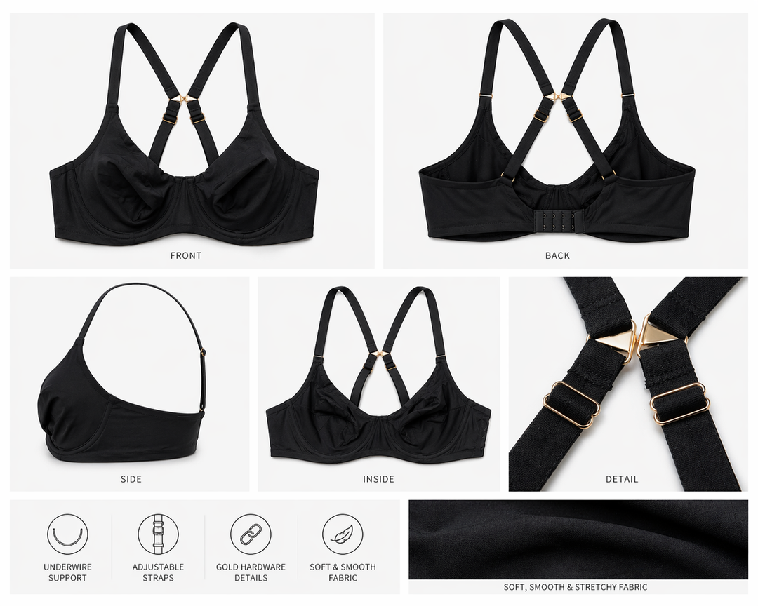☁️ B20-Lightweight Microfiber Comfort Bra - Black
