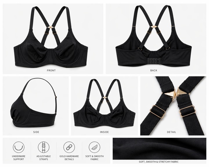 ☁️ B20-Lightweight Microfiber Comfort Bra - Black