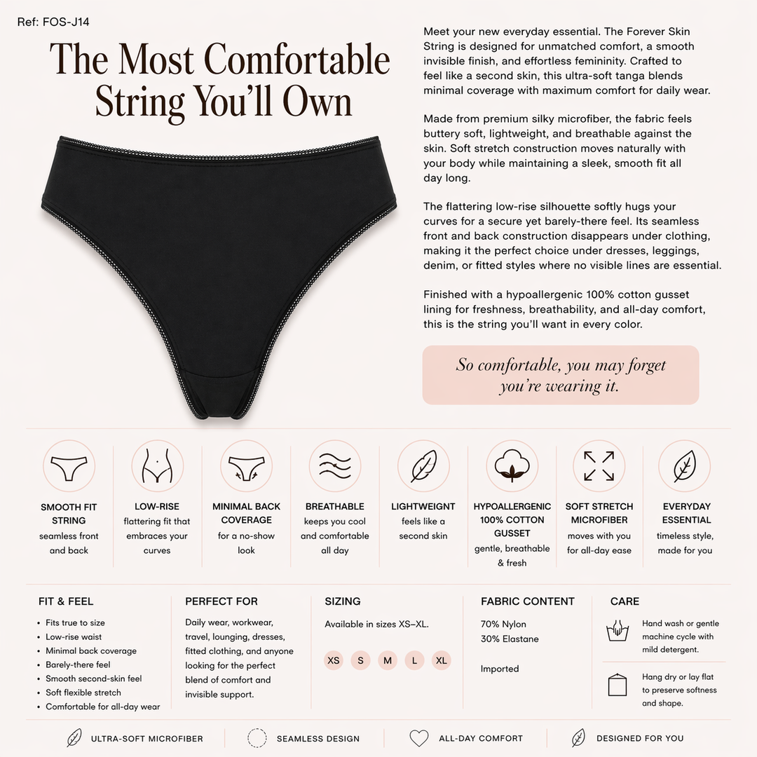 ☁️ J14-Lightweight Microfiber Thong - Black