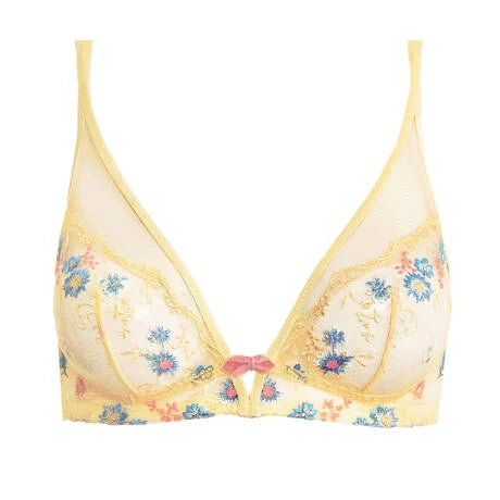 Yellow floral bralette on a white background